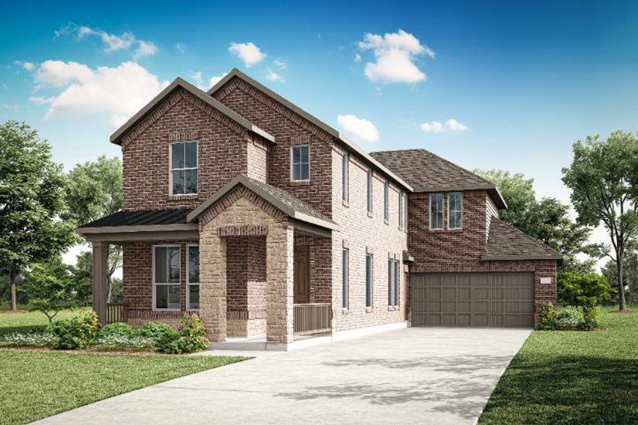 Representative exterior photo of a completed home built from the Saffron by Tri Pointe Homes in Garden Collection at Union Park, Little Elm, TX (Image 18). Representative exterior photo of a completed home built from the Saffron by Tri Pointe Homes in Garden Collection at Union Park, Little Elm, TX (Image 18).