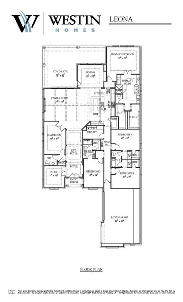 2D floor plan layout for the The Leona by Westin Homes in ARTAVIA®, Conroe, TX (Image 4).