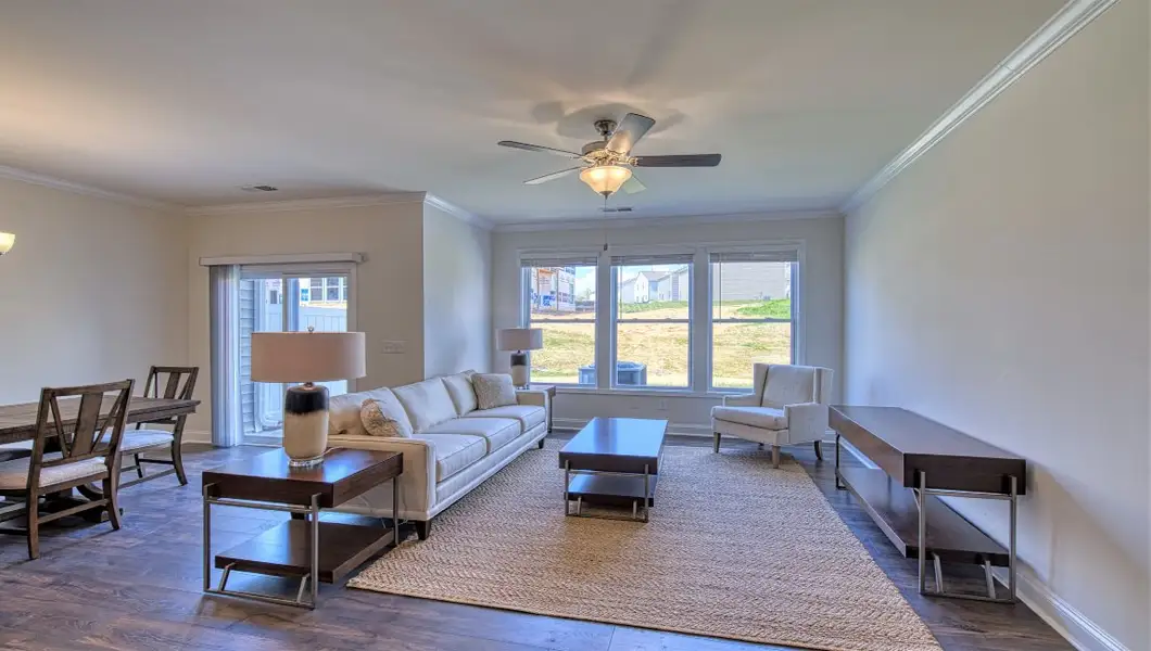 Furnished interior view inside a new home in Townes at Tap Root Farms, Fletcher (Image 4). Furnished interior view inside a new home in Townes at Tap Root Farms, Fletcher (Image 4).