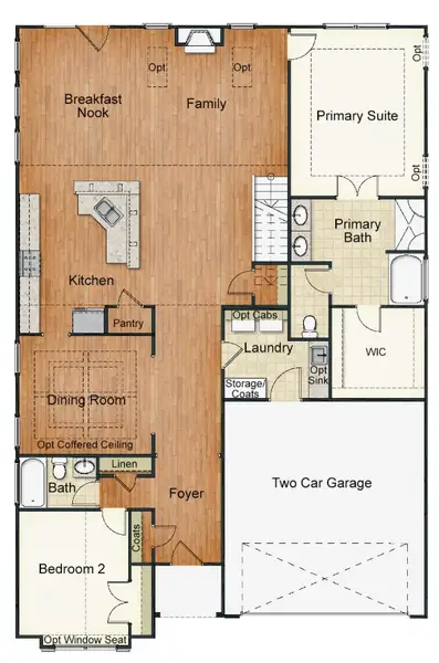 2D floor plan layout for the Cambridge by Keystone Homes NC in Weybridge, Burlington, NC (Image 5).
