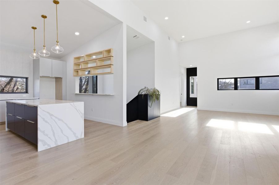 View from the dinning area looking into the living room.