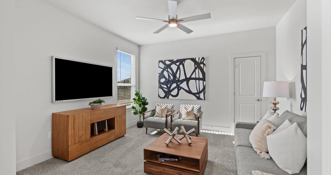Representative furnished interior of a home built from the Waterloo by Chesmar Homes in Sunfield, Buda (Image 19).