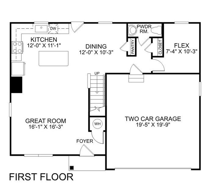 2D floor plan layout for the Cedar by Ryan Homes in Somerset, Santee, SC (Image 2).