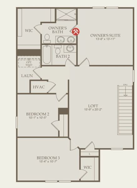2D floor plan layout for the Oriole by Centex in Carpenter Falls, Durham, NC (Image 3).