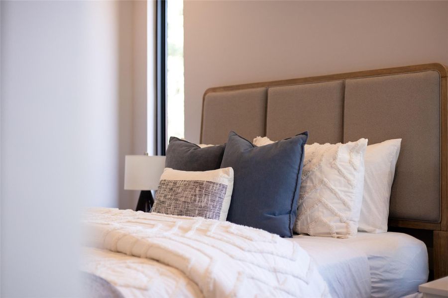 The calm in this Owners Suite before your day starts is accentuated by the morning light.