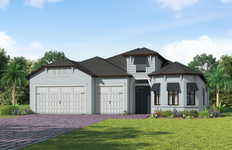 Representative exterior photo of a completed home built from the Layton by Del Webb in Del Webb Naples, Ave Maria, FL (Image 2). Representative exterior photo of a completed home built from the Layton by Del Webb in Del Webb Naples, Ave Maria, FL (Image 2).