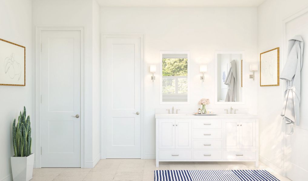 Primary bath with brushed nickel accents