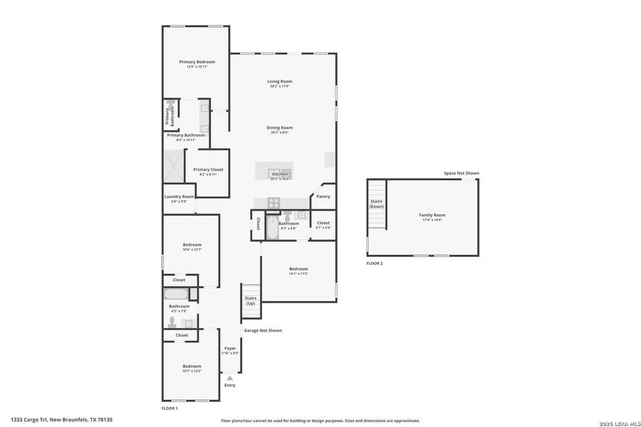 2D floor plan layout of this home in Sky Ranch, New Braunfels, TX (Image 3).