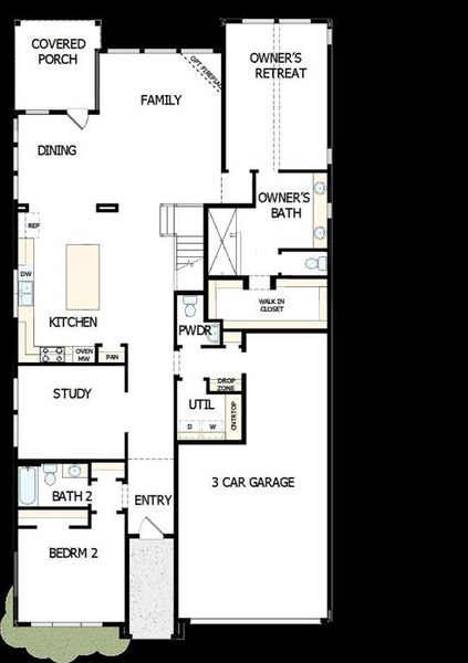 2D floor plan layout of this home in Pecan Square - Gardens, Northlake, TX (Image 3). 2D floor plan layout of this home in Pecan Square - Gardens, Northlake, TX (Image 3).