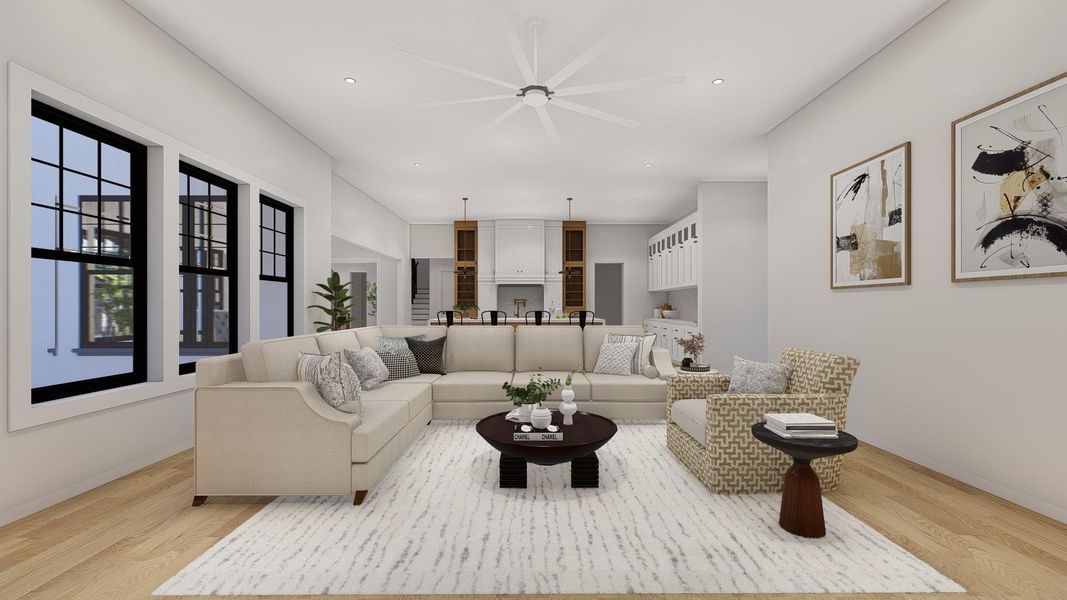 Living Room These are Pre-Build Renderings, the home will vary from this photo.