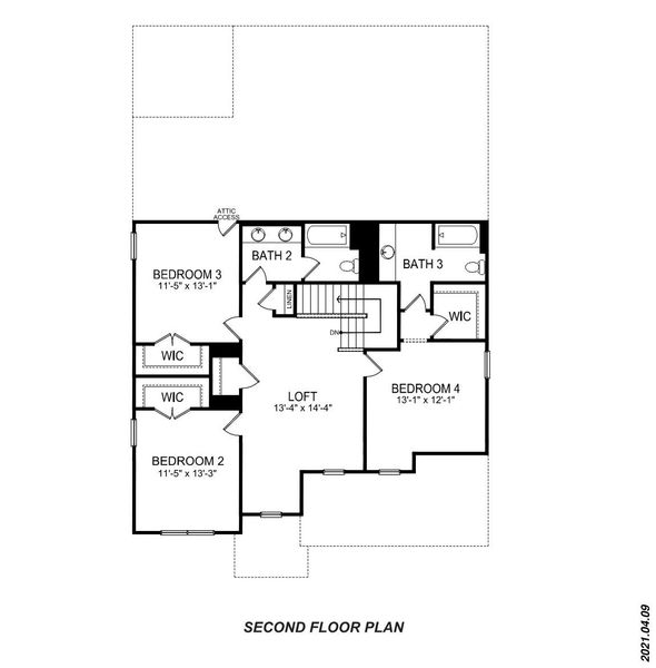 2D floor plan layout of this home in Reserve at Tap Root Farms, Fletcher, NC (Image 3).