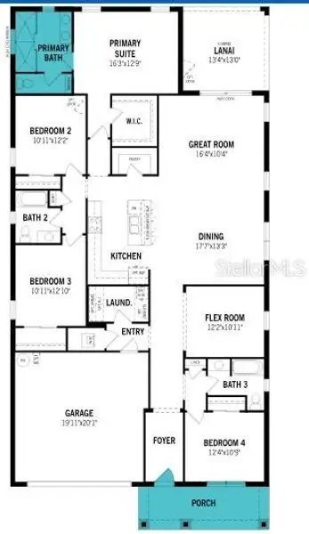2D floor plan layout of this home in Rainwood, Groveland, FL (Image 3).