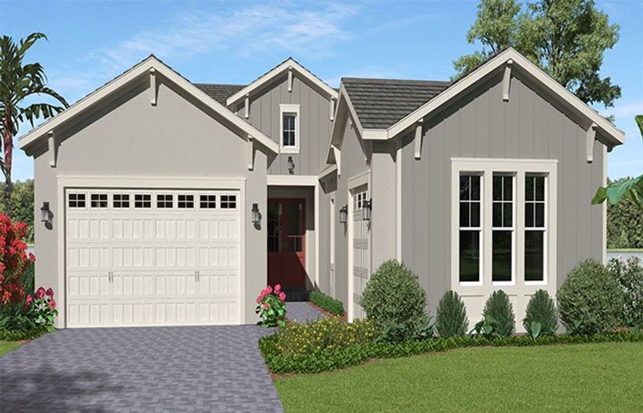 Representative exterior photo of a completed home built from the Woodlark by Minto Communities in Westlake, Loxahatchee, FL (Image 4).