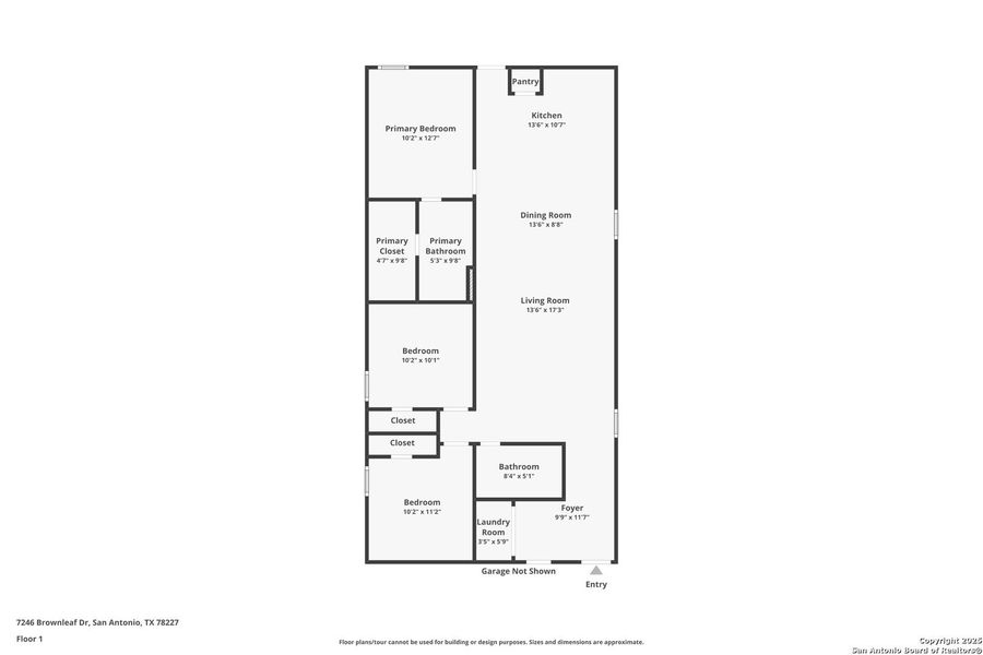 2D floor plan layout of this home in Torian Village, San Antonio, TX (Image 3).