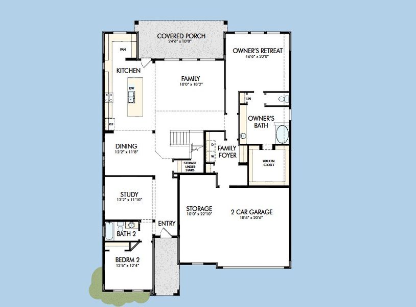 2D floor plan layout for the The Hart by David Weekley Homes in Escondido - Overlook Collection, Magnolia, TX (Image 5).