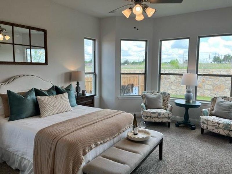 Bedroom featuring carpet and ceiling fan Bedroom featuring carpet and ceiling fan