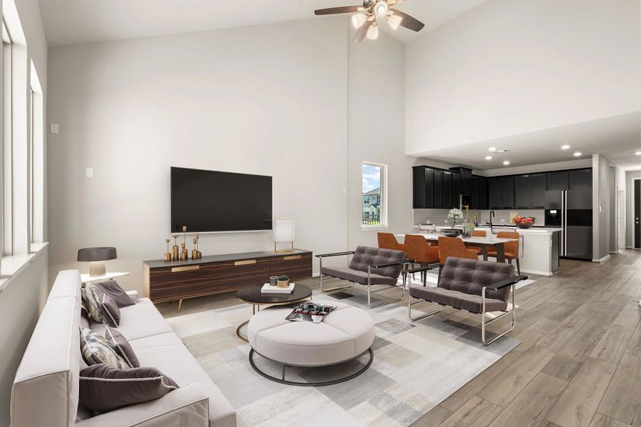 Open concept living space. Note: Sample product photo. Actual exterior and interior selections may vary by homesite. Photo may be virtually staged Open concept living space. Note: Sample product photo. Actual exterior and interior selections may vary by homesite. Photo may be virtually staged