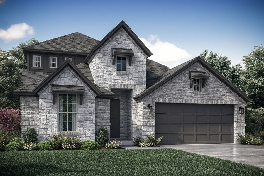 Representative exterior photo of a completed home built from the Atlanta by John Houston Homes in BridgeWater - Phase 1, Midlothian, TX (Image 5). Representative exterior photo of a completed home built from the Atlanta by John Houston Homes in BridgeWater - Phase 1, Midlothian, TX (Image 5).