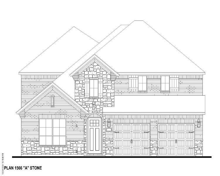 Plan 1566 Elevation A w/ Stone