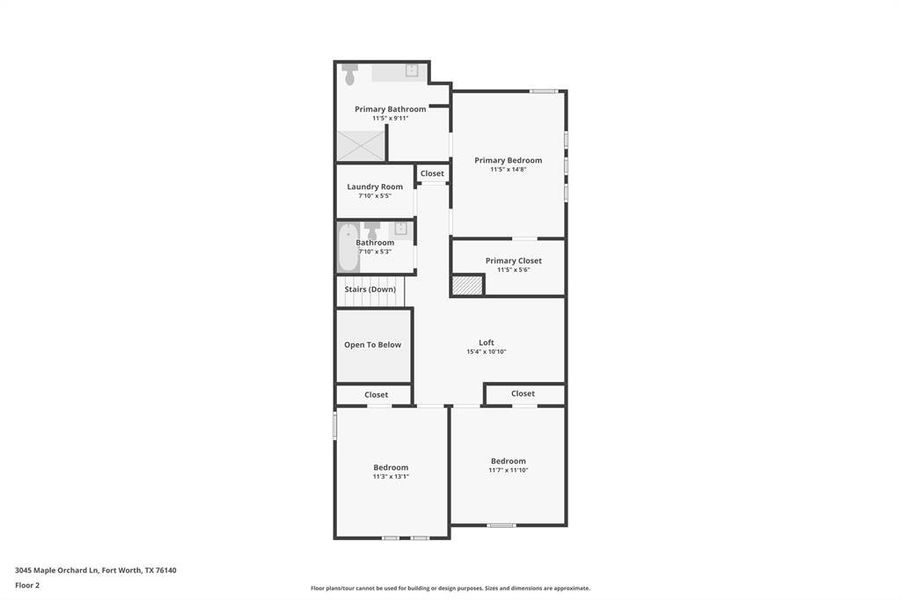 2D floor plan layout of this home in Orchard Village, Fort Worth, TX (Image 5).