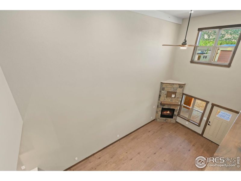 Looking down from the upstairs loft.