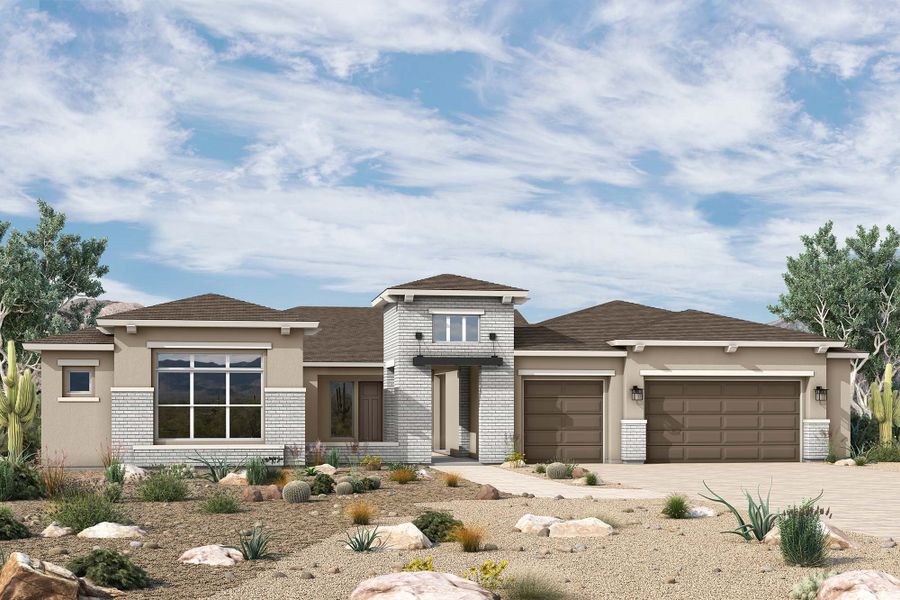 Representative exterior photo of a completed home built from the The Stargazer by David Weekley Homes in Suelo at Legado West, Queen Creek, AZ (Image 10).
