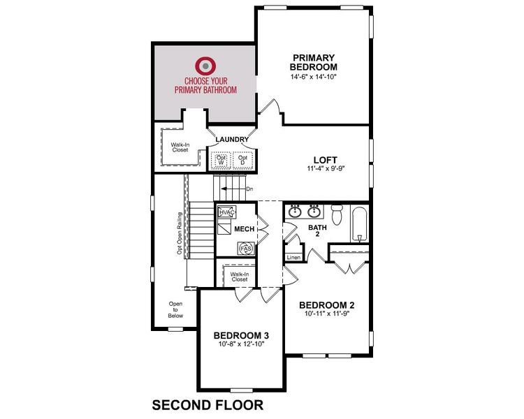 2D floor plan layout for the Keystone by Beazer Homes in Poppy at GreenHouse, Marietta, GA (Image 4).