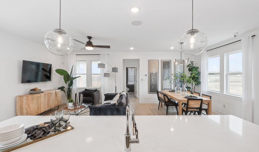 Kitchen with sleek pendant lighting Kitchen with sleek pendant lighting