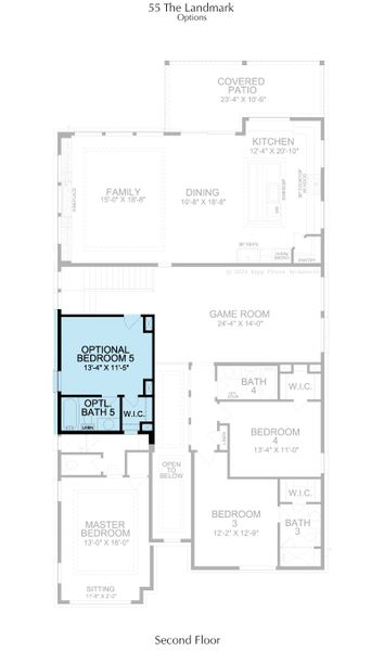 2D floor plan layout for the Landmark by Landon Homes in Fields Select - 50's, Frisco, TX (Image 14).