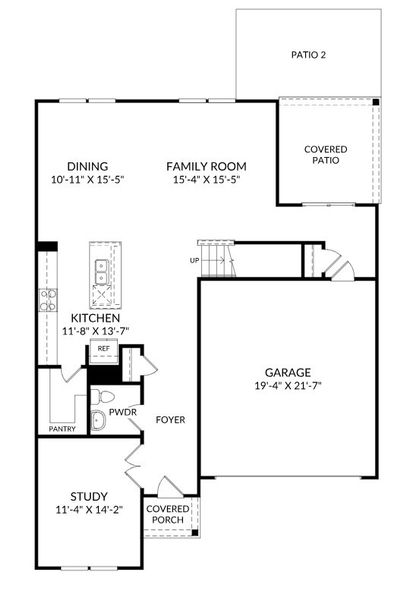 2D floor plan layout for the The Idlewild by Stanley Martin Homes in Belgrave, Lexington, SC (Image 3).