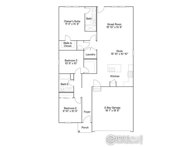 2D floor plan layout of this home in Prairie Song, Windsor, CO (Image 2).