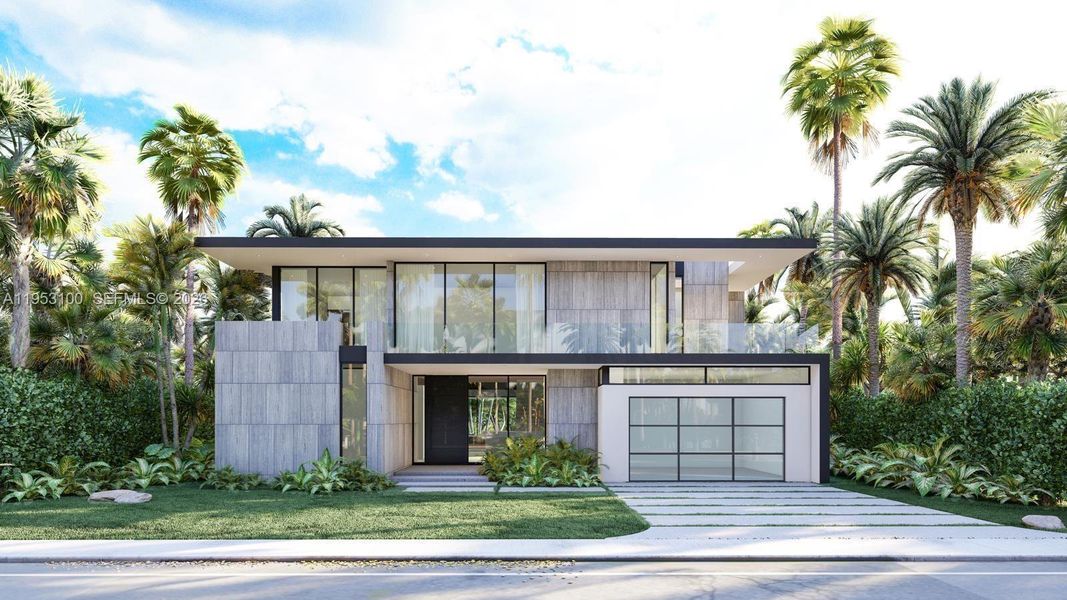 Front exterior of a new home in , Bay Harbor Islands, FL, highlighting curb appeal (Image 1). Front exterior of a new home in , Bay Harbor Islands, FL, highlighting curb appeal (Image 1).