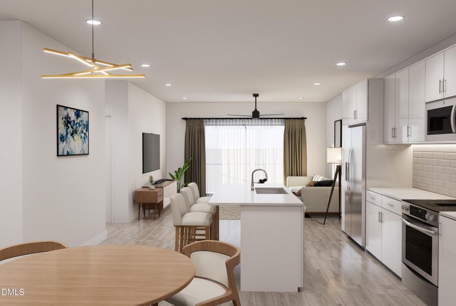 Kitchen and Living - White Cabinets Kitchen and Living - White Cabinets