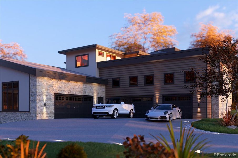 Rendering of stunning new custom estate showcasing resort style living, expertly crafted by Flatiron Development & Custom Homes.