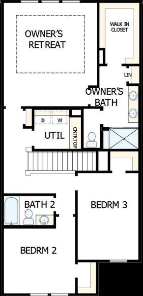 2D floor plan layout of this home in Westview Towns, Waxhaw, NC (Image 3).