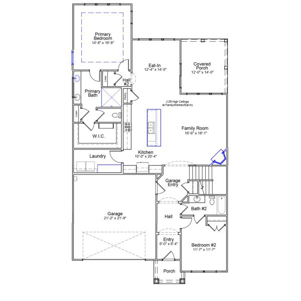 2D floor plan layout of this home in Indigo at Abbey Preserve, Wilmington, NC (Image 2).