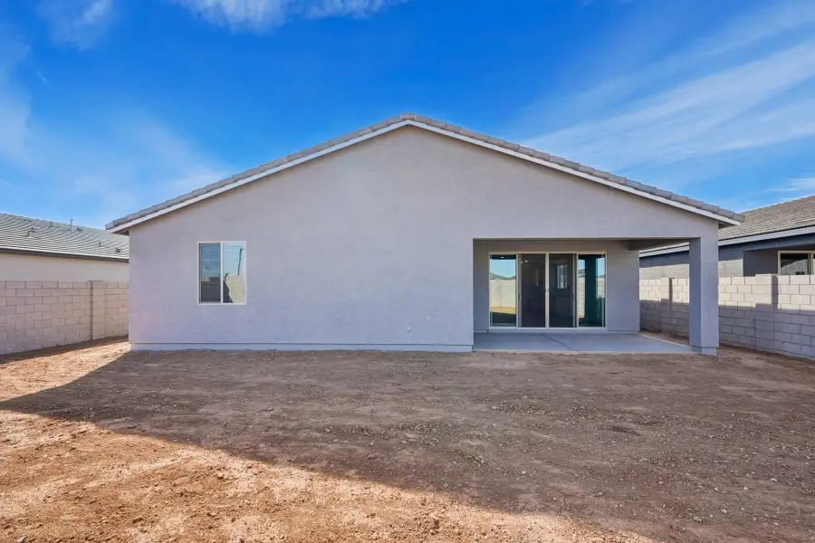 Back exterior elevation. Finishes and options may vary.
