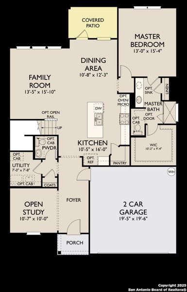2D floor plan layout of this home in The Heights at Saddlebrook Ranch 60's, Schertz, TX (Image 2).