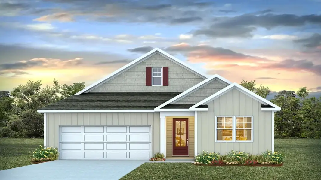 Representative exterior photo of a completed home built from the Calvert by D.R. Horton in Maple Grove, Conway, SC (Image 2). Representative exterior photo of a completed home built from the Calvert by D.R. Horton in Maple Grove, Conway, SC (Image 2).