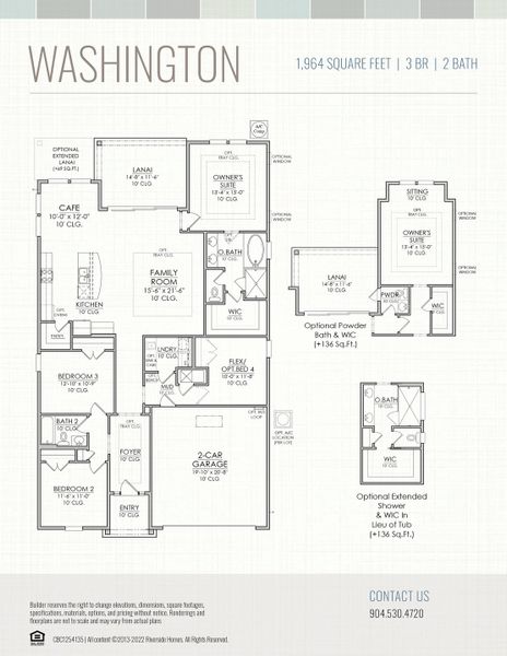 2D floor plan layout for the Washington by Riverside Homes in Mariposa at EverRange, Jacksonville, FL (Image 8).