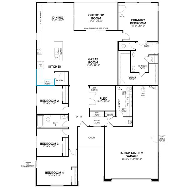 2D floor plan layout for the Lily by Brookfield Residential in Mariposa at Blossom Rock, Apache Junction, AZ (Image 23).