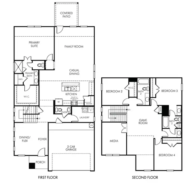 2D floor plan layout of this home in Granger Pointe - Premier Series, Conroe, TX (Image 2). 2D floor plan layout of this home in Granger Pointe - Premier Series, Conroe, TX (Image 2).