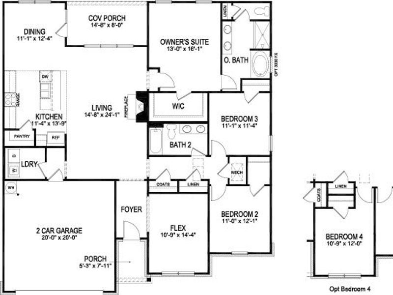 2D floor plan layout for the Booth by D.R. Horton in Liberty Crossing, Braselton, GA (Image 3).