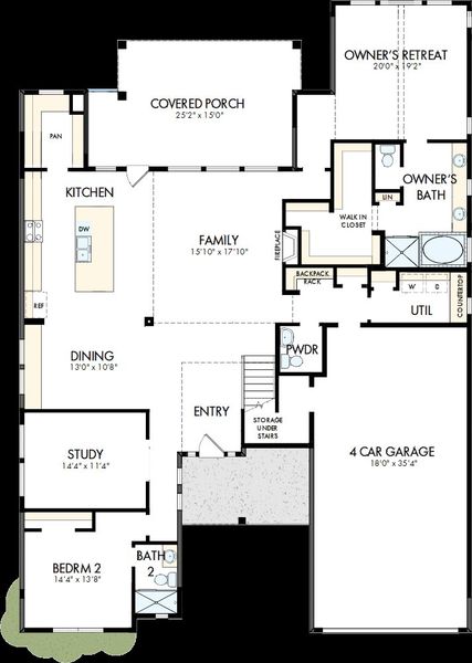 2D floor plan layout of this home in Dunham Pointe - Parkview Collection, Cypress, TX (Image 3). 2D floor plan layout of this home in Dunham Pointe - Parkview Collection, Cypress, TX (Image 3).
