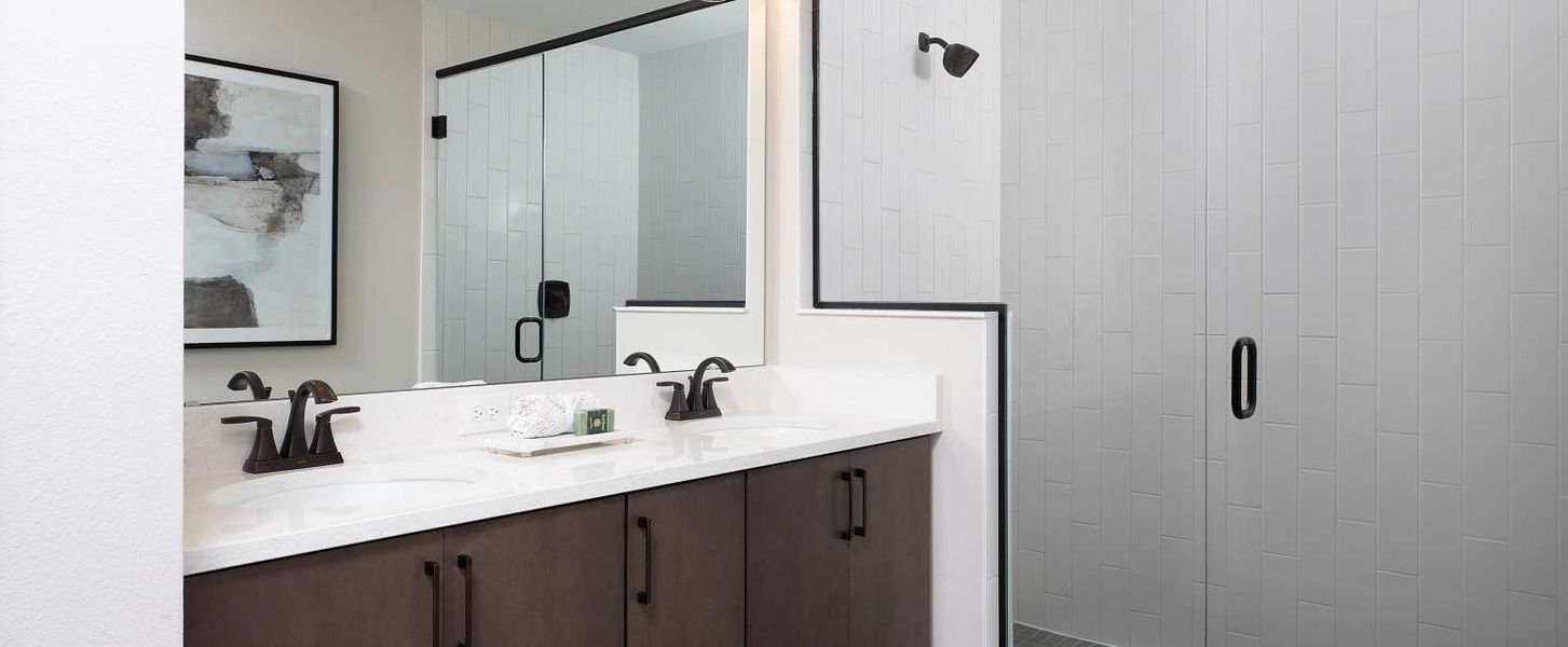 Representative furnished interior of a home built from the Haines II End Unit by Ashton Woods in Parkview at Hamlin, Winter Garden (Image 11).