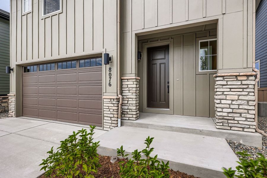 Front exterior of a new home in Sterling Ranch 40s, Colorado Springs, CO, highlighting curb appeal (Image 20).
