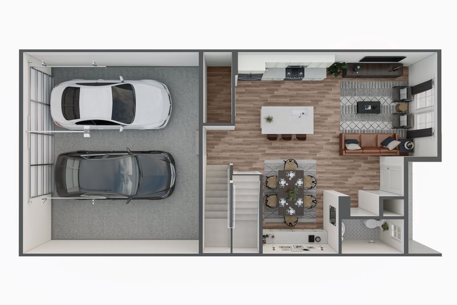 2D floor plan layout for the F by Tri Pointe Homes in Candelas Townhomes, Arvada, CO (Image 3).