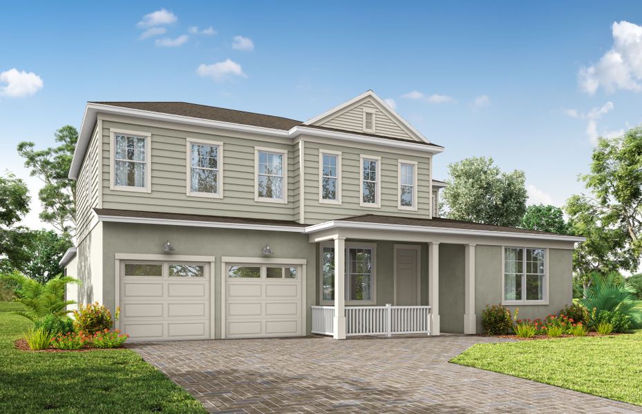 Representative exterior photo of a completed home built from the Merlot Grand by Pulte Homes in The Grow, Orlando, FL (Image 2). Representative exterior photo of a completed home built from the Merlot Grand by Pulte Homes in The Grow, Orlando, FL (Image 2).