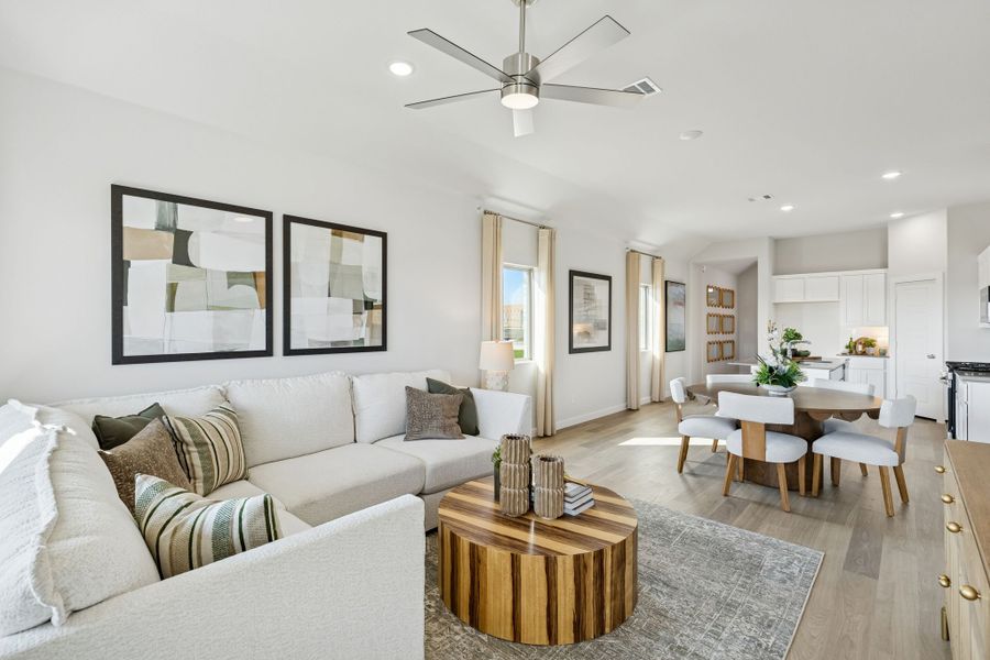 Living Room in a Nicholson Ranch Magnolia Model Home in Lavon TX by Trophy Signature Homes