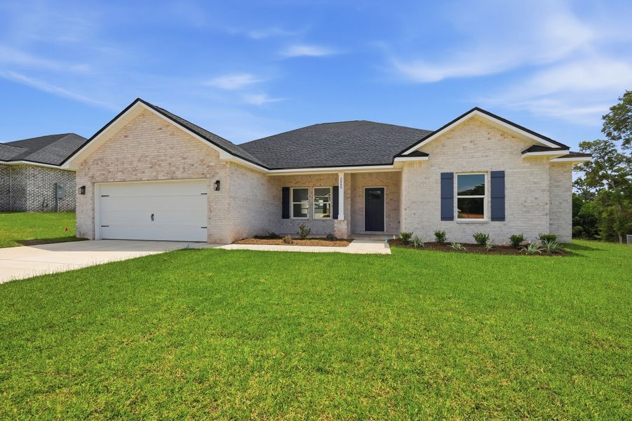 Front exterior of a new home in Southern Charm, Crestview, FL, highlighting curb appeal (Image 2). Front exterior of a new home in Southern Charm, Crestview, FL, highlighting curb appeal (Image 2).
